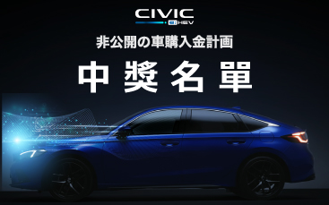 Honda CIVIC『購車金計畫』抽獎活動得獎名單